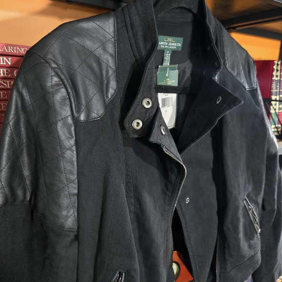 New Lauren Jeans‎ CO. Ralp Lauren Jacket Women 8 Black Full-Zip Long Sleeve - Picture 2 of 16